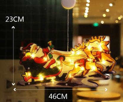 Decorațiune LED de Crăciun pentru fereastră, cu ventuză