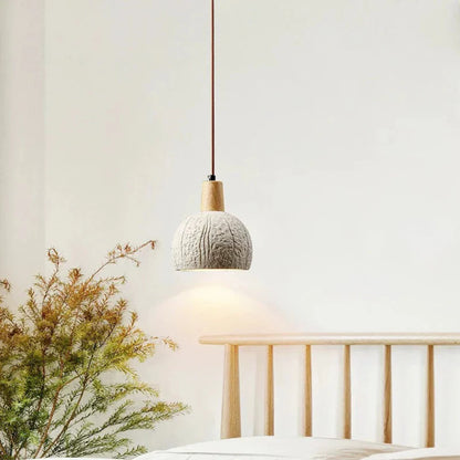 Elegante runde Pendelleuchte aus Beton mit LED-Beleuchtung