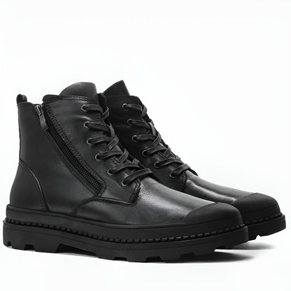 Vintage-Herrenstiefel aus Leder mit Schnürung und Reißverschluss – warm, robust und langlebig