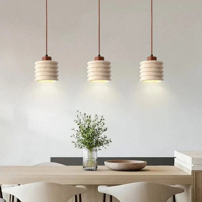 Luxe Travertine Pendant Lamp with LED – Cream Design