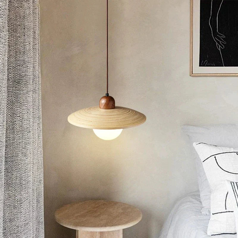 LED Bamboo Pendant Light in Scandinavian Retro Style