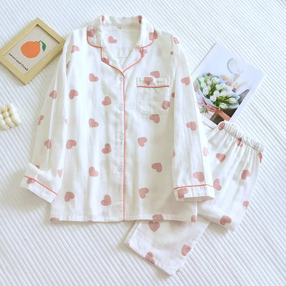 Ladies' Pyjama Set Long Sleeves Trousers Hearts