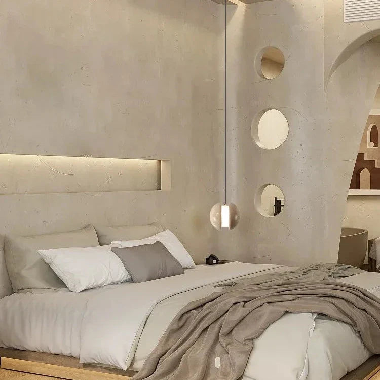 Lámpara colgante Lunar de travertino – elegancia en piedra natural
