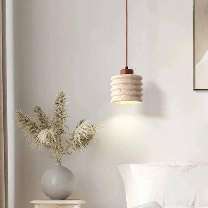 Luxe Travertine Pendant Lamp with LED – Cream Design