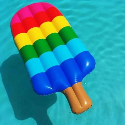 Flotador inflable para piscina con forma de helado - alegre tumbona arcoíris para la piscina