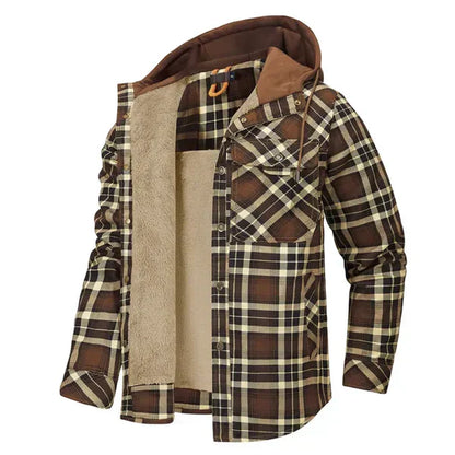Ruben - Timeless rugged check overshirt with hood for men