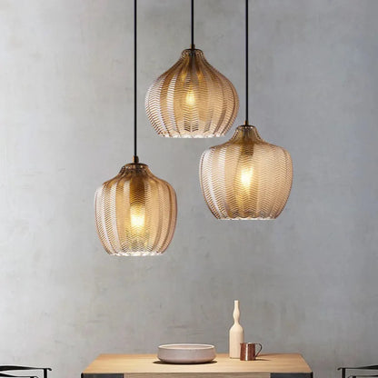 Lampă suspendată din sticlă ondulată, în stil nordic – Design elegant și modern