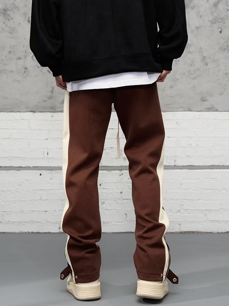 Unisex 90s Inspired Sweatpants with Side Stripe and Zip Detail at the Bottom