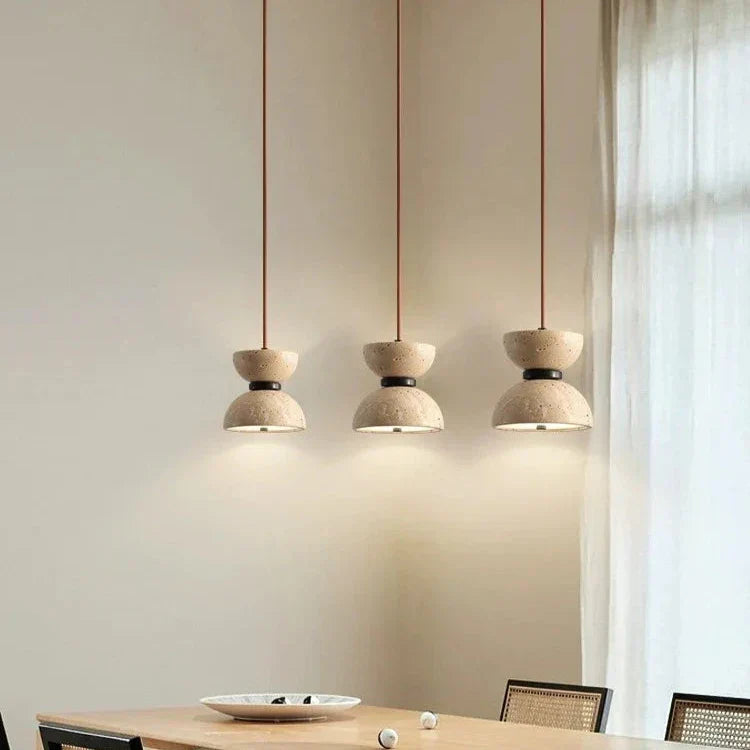 Lámpara colgante LED de piedra travertino – Diseño minimalista