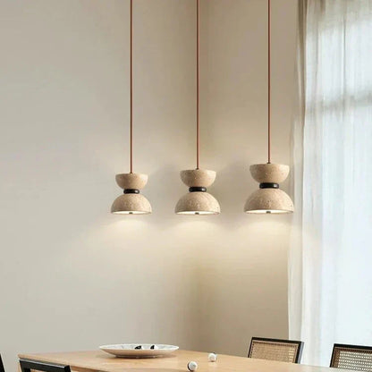 Lámpara colgante LED de piedra travertino – Diseño minimalista