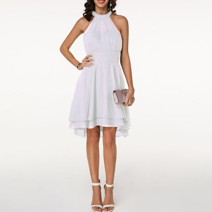 Luxe A-Line Mini Cocktail Dress for Ladies with Halter Neck