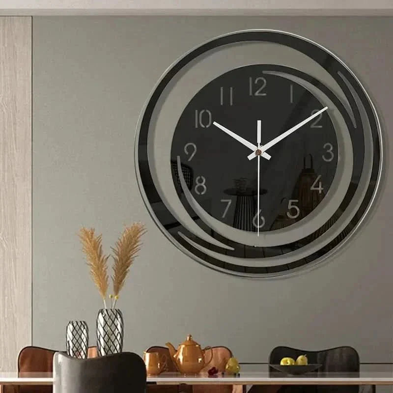 Ceas de perete modern, cu design minimalist circular și mecanism silențios