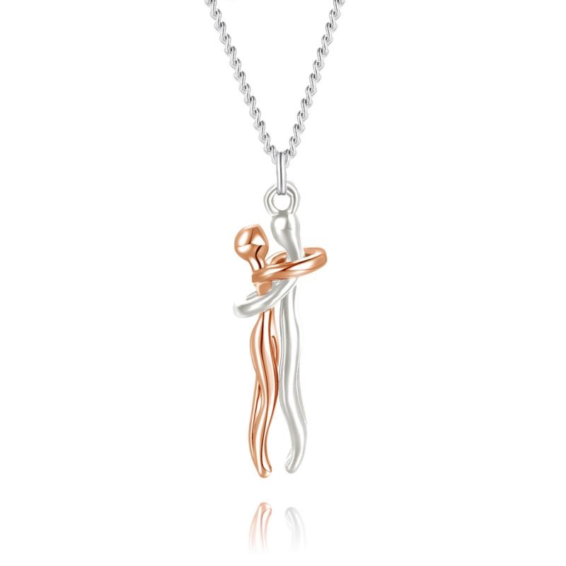 Golden Embrace Couple Pendant Necklace