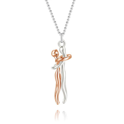 Golden Embrace Couple Pendant Necklace