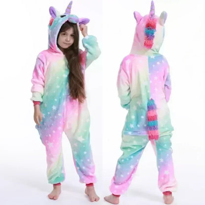 Unicorn Fleece Onesie – Cute Pyjama with Horn and Ears for Girls