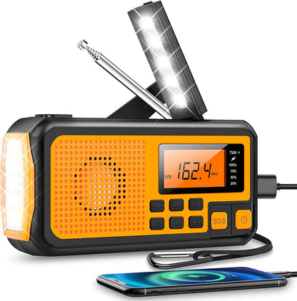 Portable Solar & Dynamo Emergency Radio with LED and Power Bank