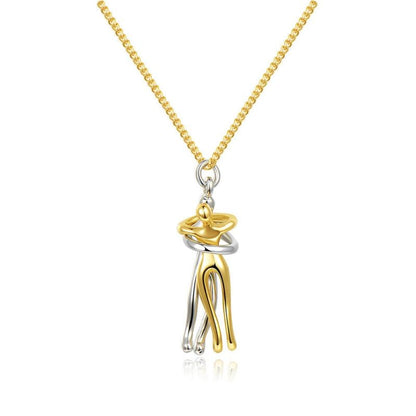 Golden Embrace Couple Pendant Necklace