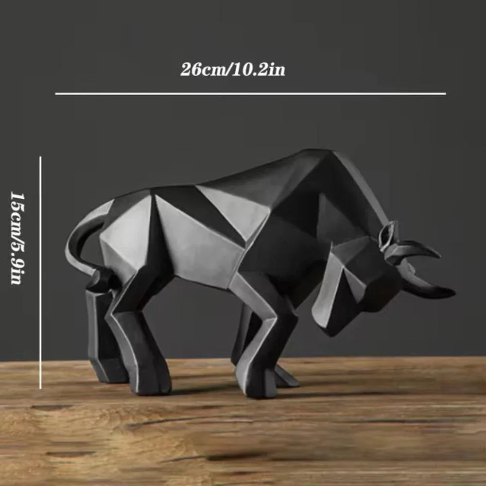Geometric Bull Sculpture Modern Decoration for Living Room Office and Interior