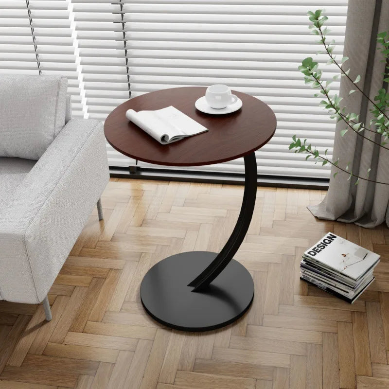 Tavolino rotondo compatto per soggiorno e camera da letto, con struttura stabile