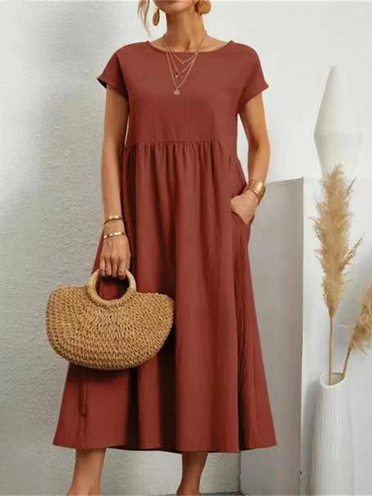 O-neck vintage cotton dress - Brenda