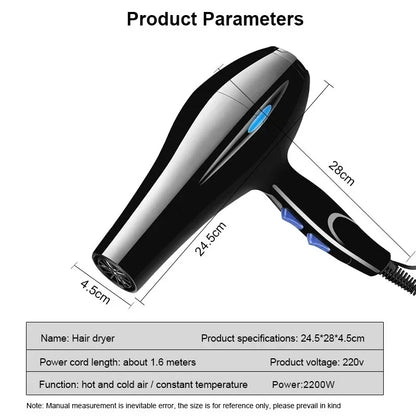 2200W Professional Hair Dryer – Powerful Quick Heating with Warm and Cold Settings