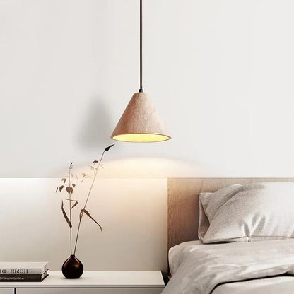 Candeeiro suspenso moderno em travertino com LED – Candeeiro elegante em calcário amarelo