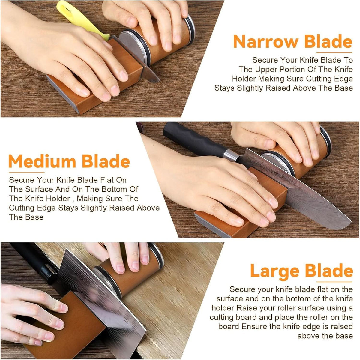 Rolling Knife Sharpener with Diamond Coating and Angle Guide – Precise Sharpening