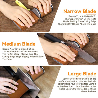 Rolling Knife Sharpener with Diamond Coating and Angle Guide – Precise Sharpening