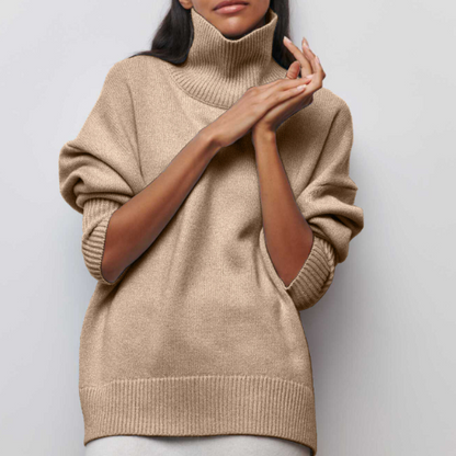 Ladies Trendy Oversized Roll Neck Jumper with Dropped Shoulders