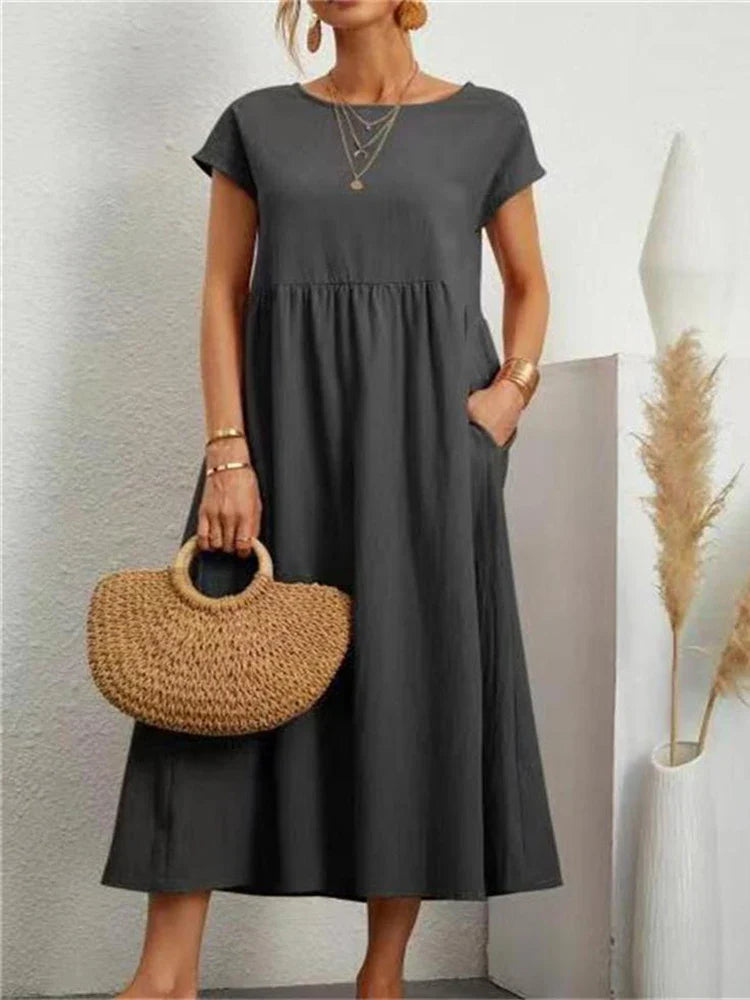 O-neck vintage cotton dress - Brenda