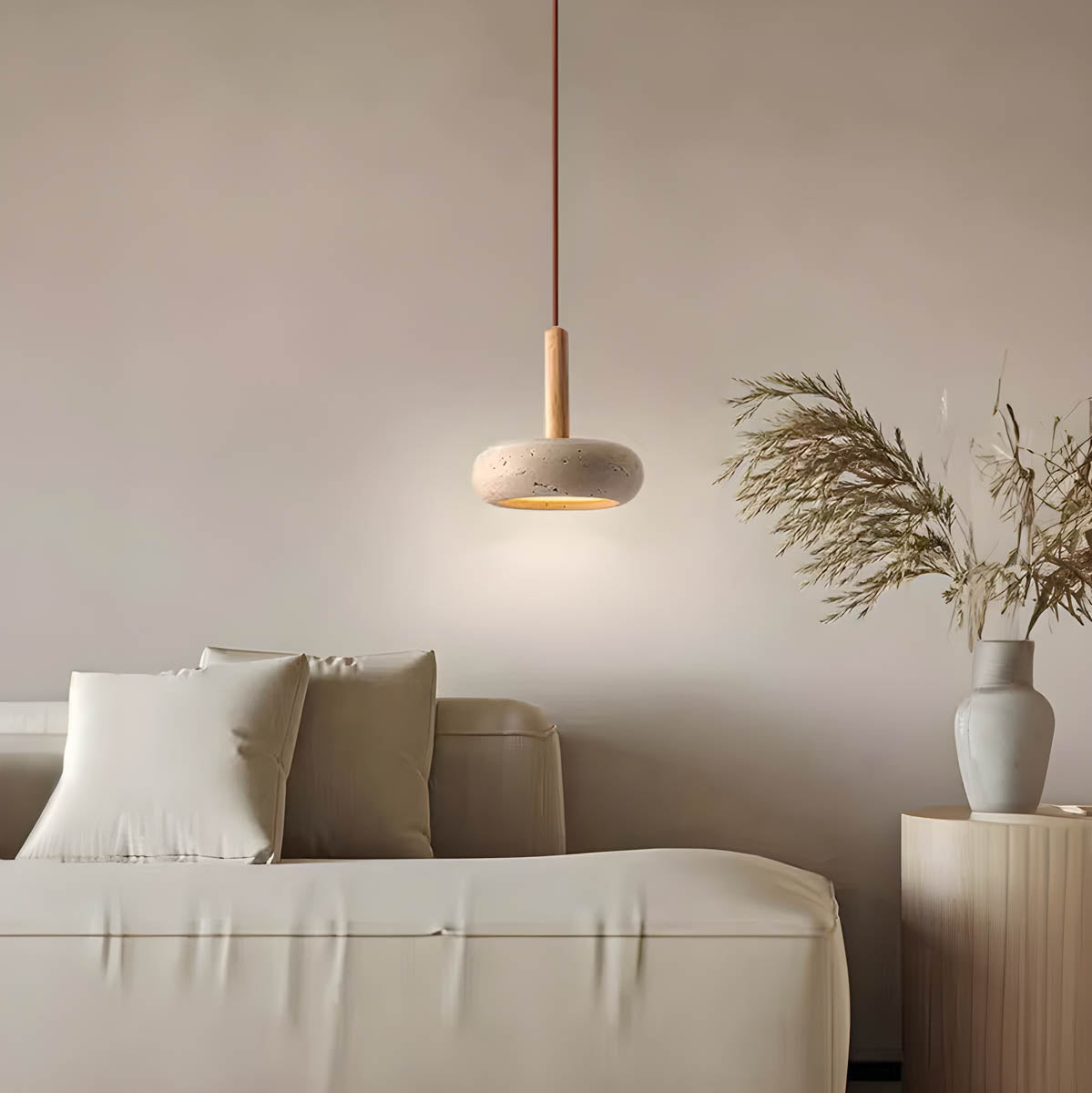 Stijlvolle plafondlamp van natuursteen