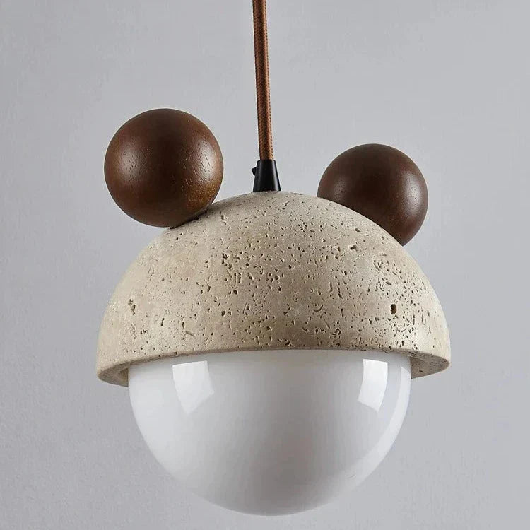 Elegant Micky-pendellampe i travertin med LED-belysning