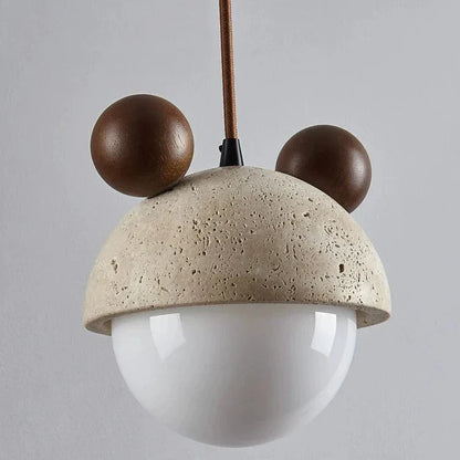 Elegant Micky-pendellampe i travertin med LED-belysning