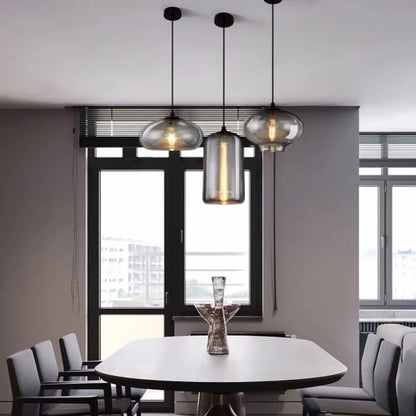 Nordic Loft Pendant Lamp - Stylish Grey Glass Shade