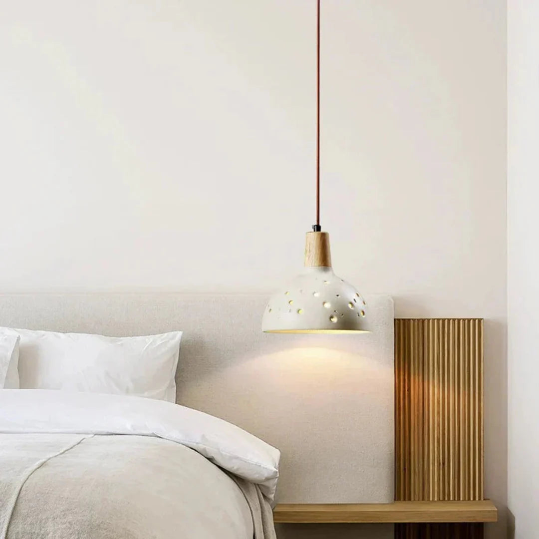 Elegante lámpara colgante LED redonda de hormigón – moderna y eficiente energéticamente