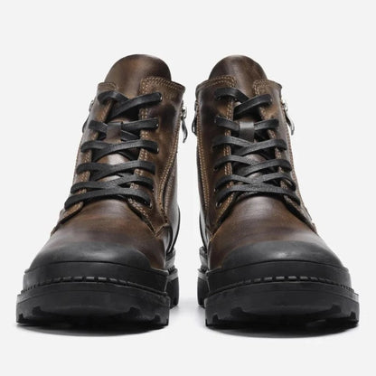 Vintage-Herrenstiefel aus Leder mit Schnürung und Reißverschluss – warm, robust und langlebig