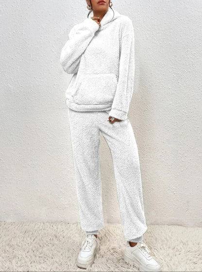 Cuddly teddy loungewear with hood for women - Sandy