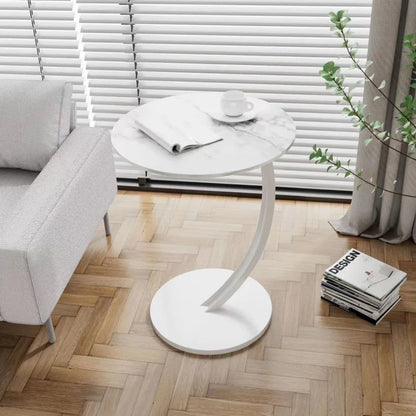 Tavolino rotondo compatto per soggiorno e camera da letto, con struttura stabile