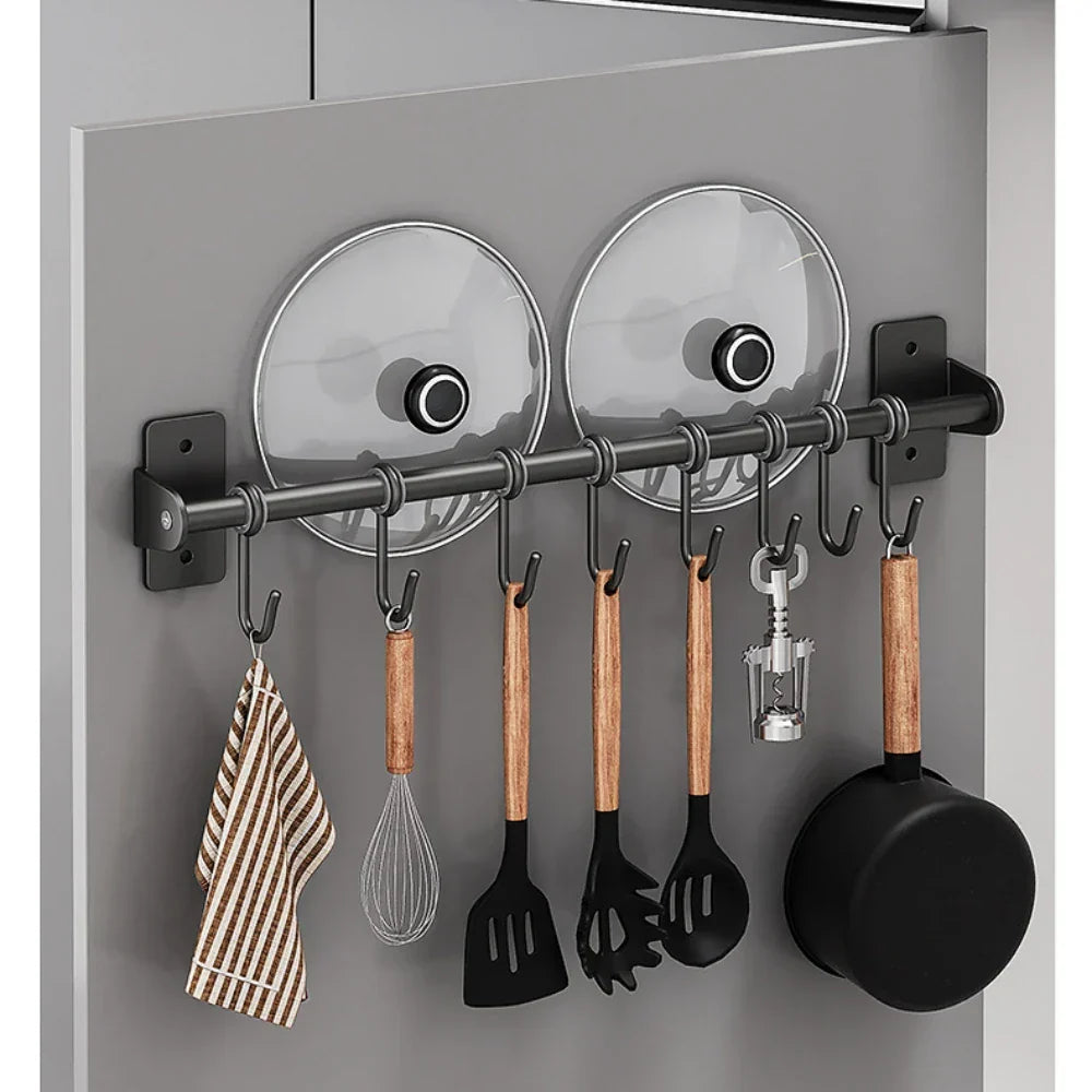Kitchen Hook Rack - Steel - Wall Storage - Lid and Cookware Storage