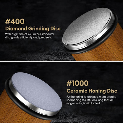 Rolling Knife Sharpener with Diamond Coating and Angle Guide – Precise Sharpening