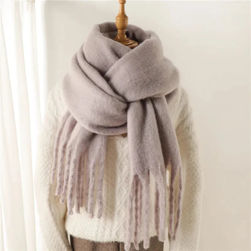 Schicker langer Winterschal mit Fransen für Damen
