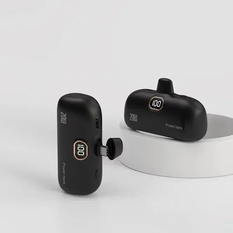 Mini Powerbank 2600-10000mAh with Integrated Connector – Compact Fast Charging with Digital Display