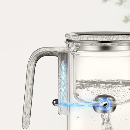 Théière élégante en verre avec infuseur – Infusion raffinée et poignée en bois