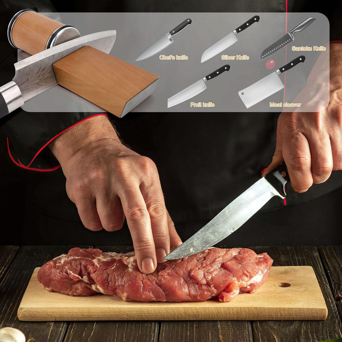 Rolling Knife Sharpener with Diamond Coating and Angle Guide – Precise Sharpening