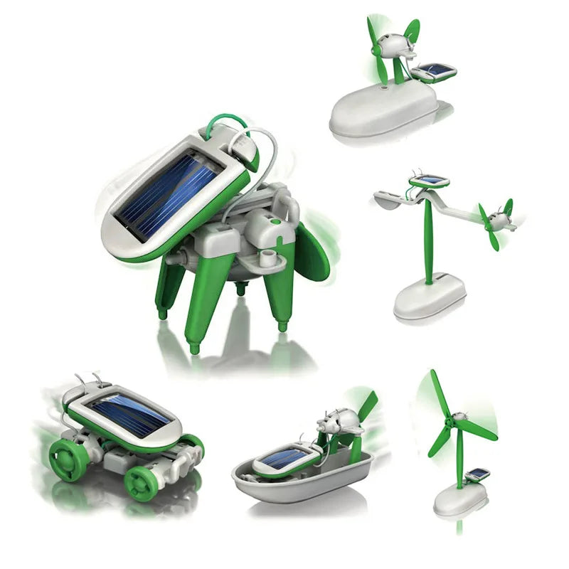 Kit robot a energia solare 6-in-1 – Costruisci e impara con barca a vela, mulino a vento, auto e molto altro