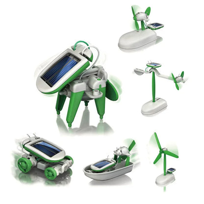 Kit robot a energia solare 6-in-1 – Costruisci e impara con barca a vela, mulino a vento, auto e molto altro