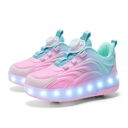 Zapatillas deportivas con ruedas y luces LED para niños – Zapatillas iluminadas para niños y niñas con ruedas recargables por USB
