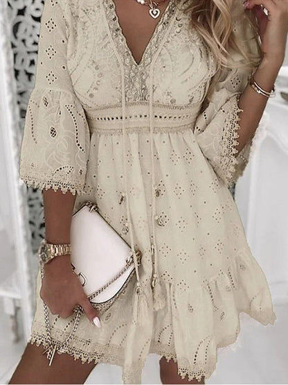Naiara – Lightweight Boho Summer Dress with Embroidery and Flare Sleeves
