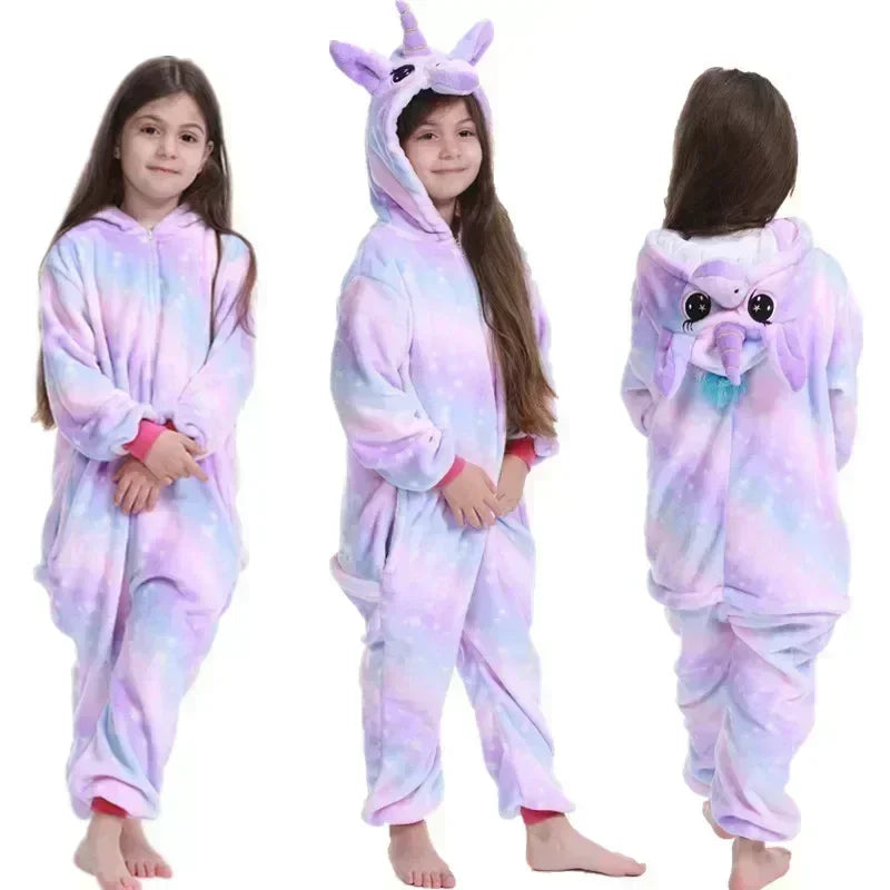 Unicorn Fleece Onesie – Cute Pyjama with Horn and Ears for Girls