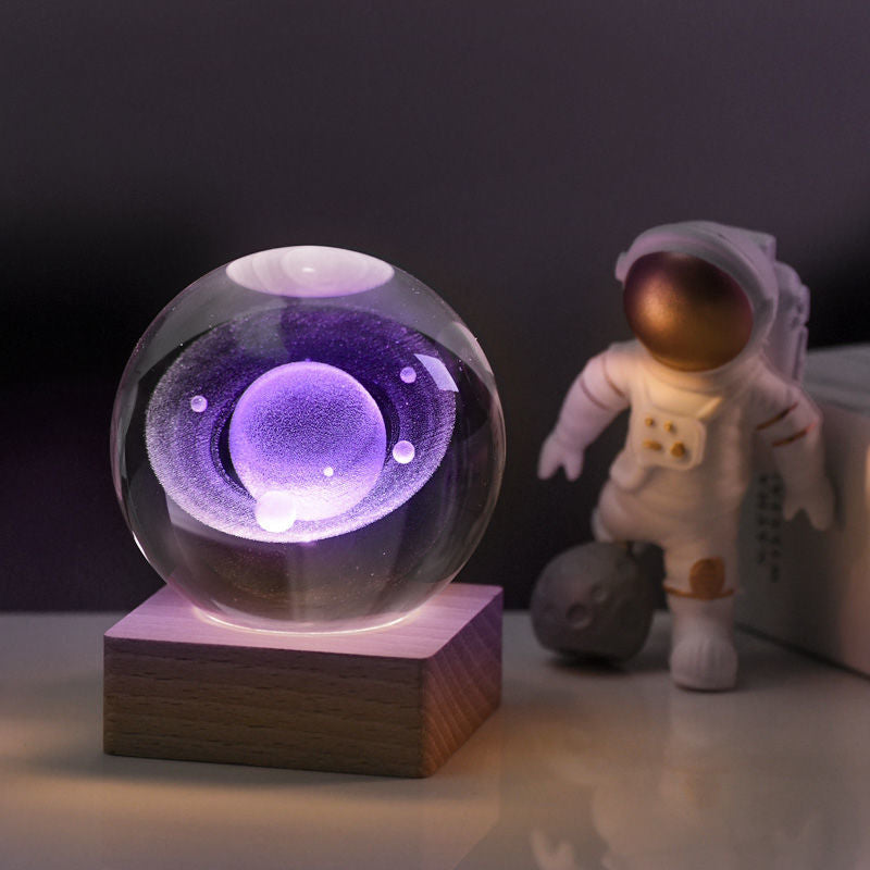 GalaxyGlow - 3D-kristallivalaisin universumiaiheisella koristeella